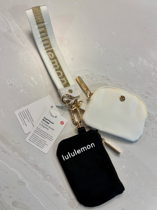 lululemon athletica Accessories - Lululemon Dual Pouch Wristlet Strap in Black & White & Gold